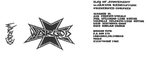 WARGOD - Demo '85 cover 